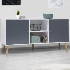 EFFIE Scandinavisch 2-deurs dressoir, wit en grijs hout