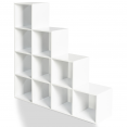Trapvormig opbergmeubel LIAM met 4 niveaus wit hout met witte achterwand