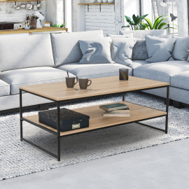 DETROIT industrieel ontwerp salontafel met dubbel blad 113 cm