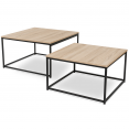 Table basse DETROIT design industriel gigogne x2 70*70cm et 60*60cm