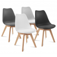 Set van 4 stoelen SARA mix kleur donkergrijs, lichtgrijs, wit en zwart