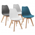 Set van 4 stoelen SARA mix kleur donkergrijs, lichtgrijs, wit en blauw