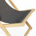 Lot de 2 chaises longues pliantes en bois toile gris anthracite