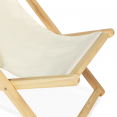 Set van 2 houten inklapbare ligstoelen met ecru stof