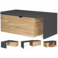 Table basse rotative bois gris 360° LIZZI contemporaine