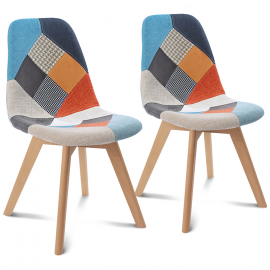 Lot de 2 chaises SARA motifs patchworks multi-couleurs