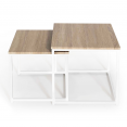 Lot de 2 tables basses gigognes DETROIT design industriel bois et métal blanc