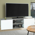 TV-meubel ELI met witte deuren en bovenblad met betoneffect