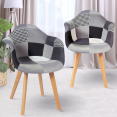 Lot de 2 fauteuils motifs patchworks noirs, gris et blancs