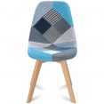 Lot de 4 chaises SARA motifs patchwork bleus