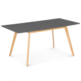 Scandinavische uitschuifbare tafel INGA 120-160 cm in antracietgrijs met houten poten