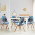 Set met 4 SARA stoelen met blauw patchwork