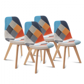 Set met 4 SARA stoelen met kleurrijk patchwork