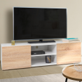 Wit TV-meubel ELI met deuren met beukenhouteffect