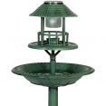Bain et mangeoire vert à oiseaux avec lampe solaire