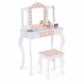 ROZA kinderkaptafel in wit en roze met 3 spiegels en kruk