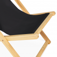Set van 2 opvouwbare Chileense ligstoelen van hout met zwarte stof