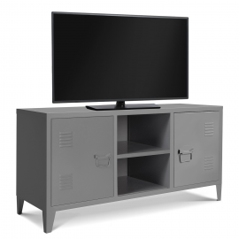 TV-meubel ESTEL met 2 deuren van donkergrijs metaal