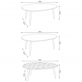 Lot de 3 tables basses gigognes laquées blanc / gris / motifs graphiques