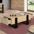 PHOENIX salontafel met laden, 100 cm, hout en zwart