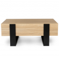 PHOENIX salontafel met laden, 100 cm, hout en zwart