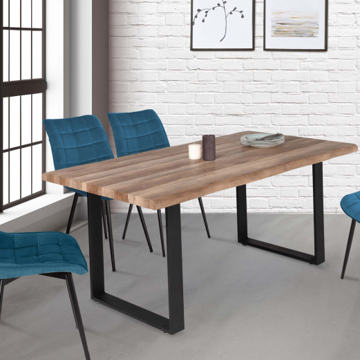 DAKOTA eetkamertafel voor 6 personen, U-vormige poten, industrieel design, 160 cm