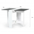 Uitklapbare EDI consoletafel voor 2 tot 4 personen in wit hout met grijs blad