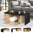 LIZZI 360° draaibare en uitschuifbare salontafel in hout en zwart met opbergruimte