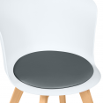 Set van 6 SOLENE-stoelen, tweekleurig wit met gemengd gekleurde kussens