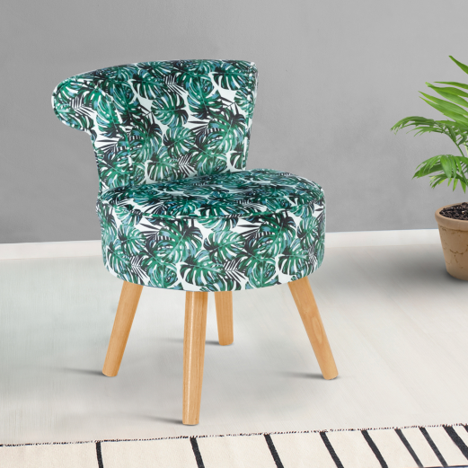 Fauteuil crapaud en velours motif jungle