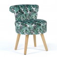 Fauteuil crapaud en velours motif jungle