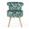 Fauteuil crapaud en velours motif jungle