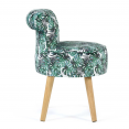 Fauteuil crapaud en velours motif jungle