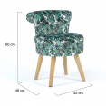 Fauteuil crapaud en velours motif jungle