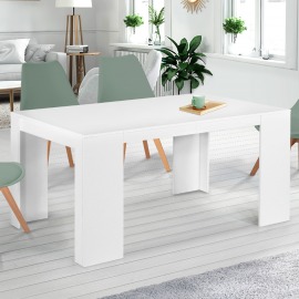 Table console extensible ORLANDO 6 personnes 140 cm bois blanc