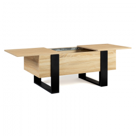 PHOENIX salontafel met opbergruimte in hout en zwart