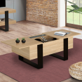 PHOENIX salontafel met opbergruimte in hout en zwart
