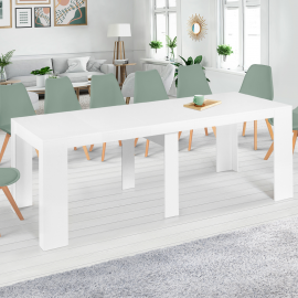 Uitschuifbare ORLANDO consoletafel, 300 cm, wit hout, 14 personen