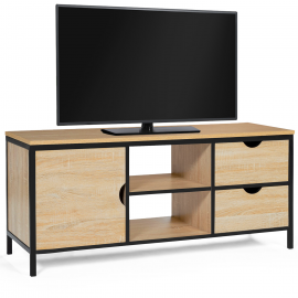 Meuble TV DETROIT 2 tiroirs avec placard design industriel