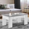 Houten TARA salontafel in wit met optilbaar blad in betonlook