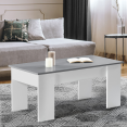 Table basse plateau relevable TARA bois blanc et gris