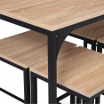Hoge bartafel DETROIT 150 cm en 6 krukken met industrieel design