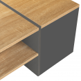 Table basse bar contemporaine IZIA avec coffre gris et bois