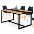 Eettafel DOVER voor 6 personen met zwarte centrale band en industrieel design 150 cm