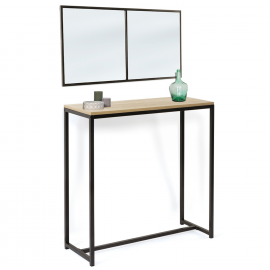 Set met industriële consoletafel DETROIT en 2-delige spiegel