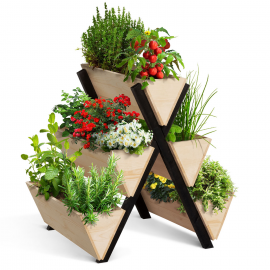 PADY verticale moestuinbak met 5 houten plantenbaken in zwart