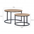 Set van 2 uitschuifbare ronde DETROIT salontafels 54/70 met industrieel design