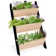 FREDDY plantenbak in trapvorm 110 cm met 3 houten bakken in zwart, moestuin voor tuin en balkon