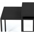 Set van 2 geneste salontafels DAVIS 40/45 in mat zwart metaal, industrieel ontwerp