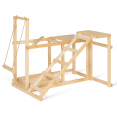 Houten XXL-speeltuig voor kippen met schommel, zitstok, ladder en stofbad